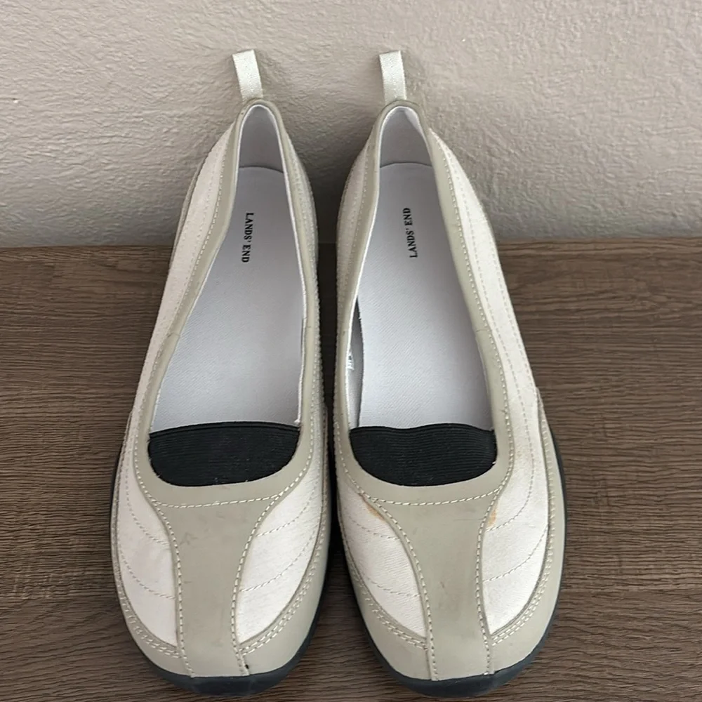 Women's Lands' End Terrain Ballet Rubber Sole Slip On Shoes 9 Field Khaki - Picture 2 of 12